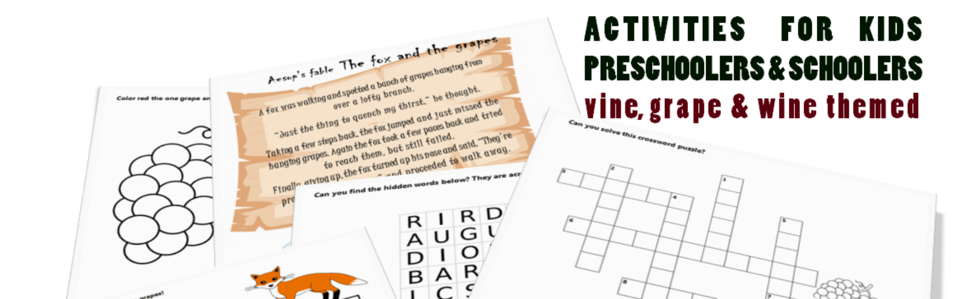 Grape & Wine themed kids activities PDF